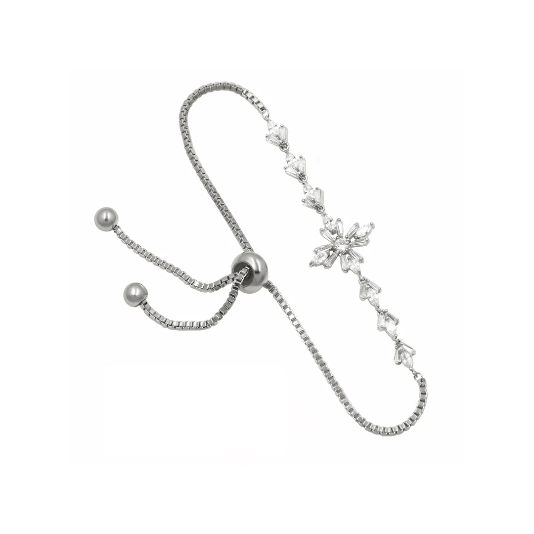 Bracelet réglable à feuilles en cristaux