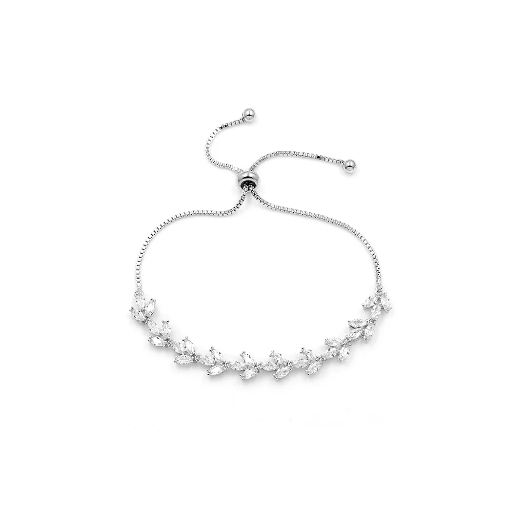 Bracelet délicat à feuilles en cristaux