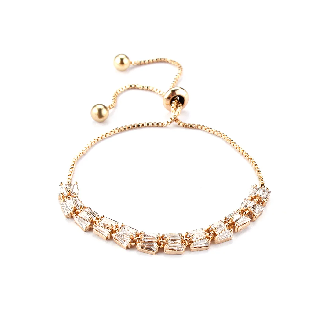 Bracelet ton doré à cristaux baguette