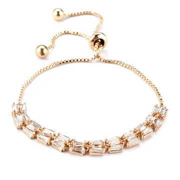 Bracelet ton doré à cristaux baguette