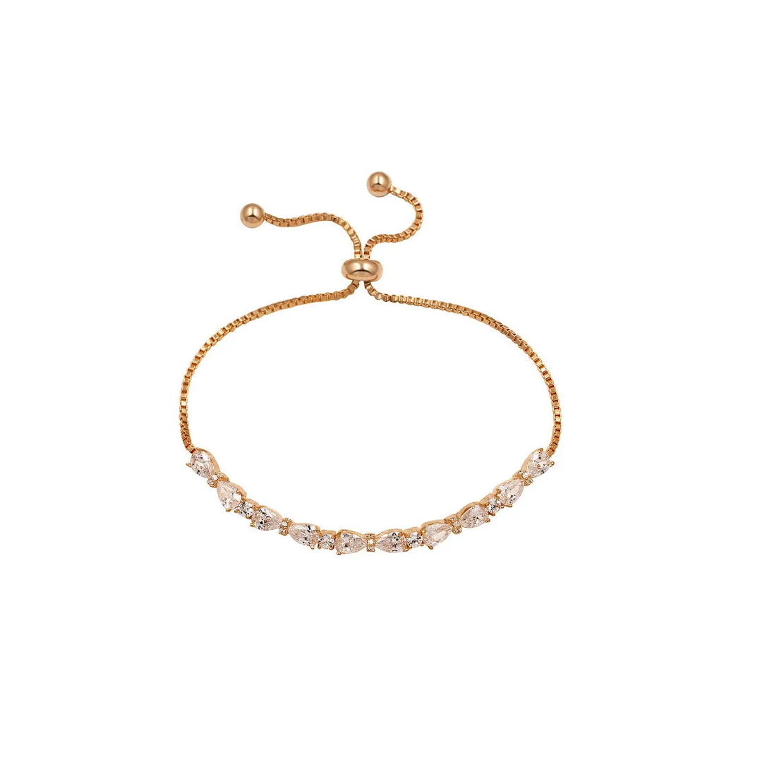 Bracelet ton doré à cristaux poire