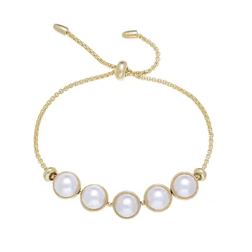 Bracelet réglable ton doré à détails effet perle