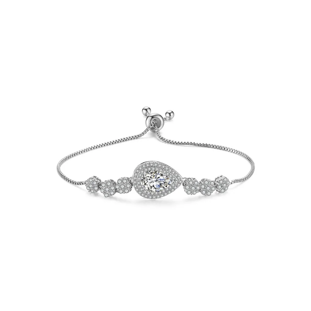 Bracelet à fermoir coulissant et centre pavé