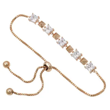 Bracelet ton or rose à cristaux carrés