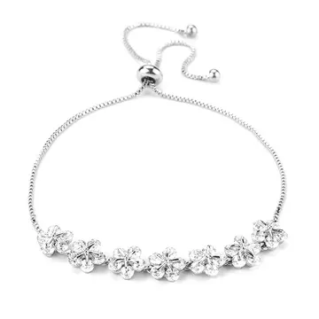 Bracelet ton argenté à bouquet floral