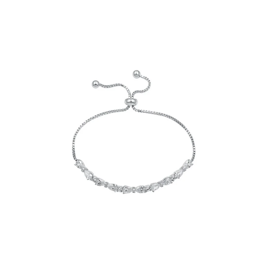 Bracelet ton argenté à cristaux poire