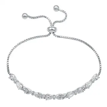 Bracelet ton argenté à cristaux poire