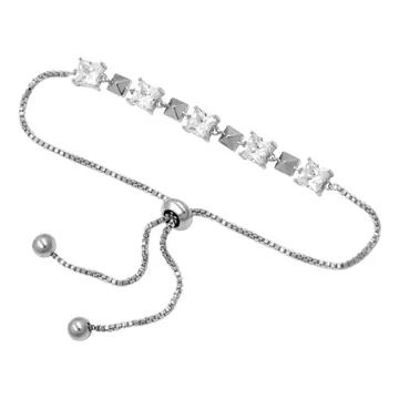 Bracelet ton argenté à cristaux carrés