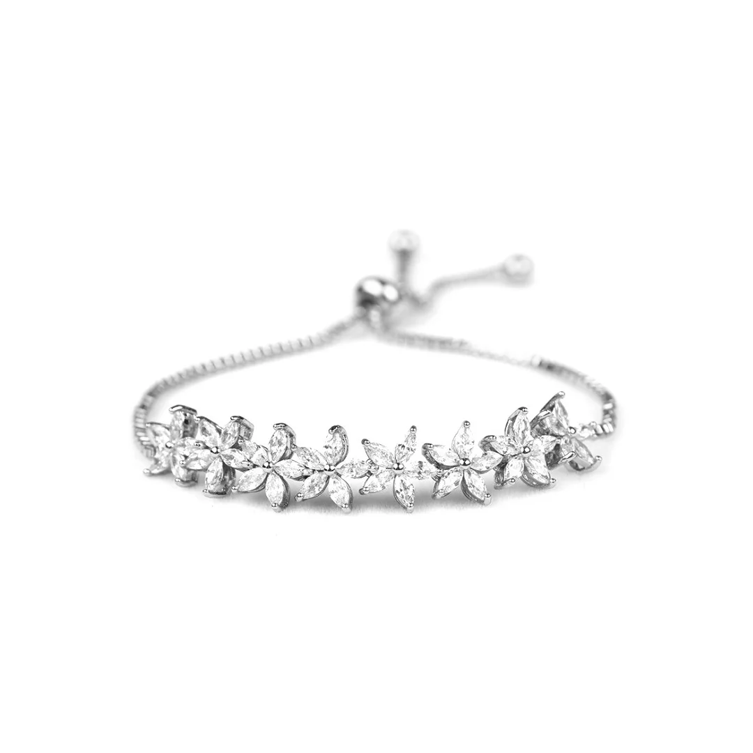 Bracelet ton argenté à feuilles de vigne