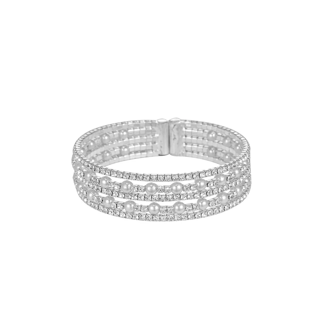 Bracelet superposé à cristaux et détails effet perle