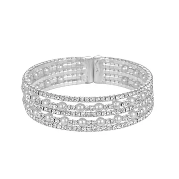 Bracelet superposé à cristaux et détails effet perle
