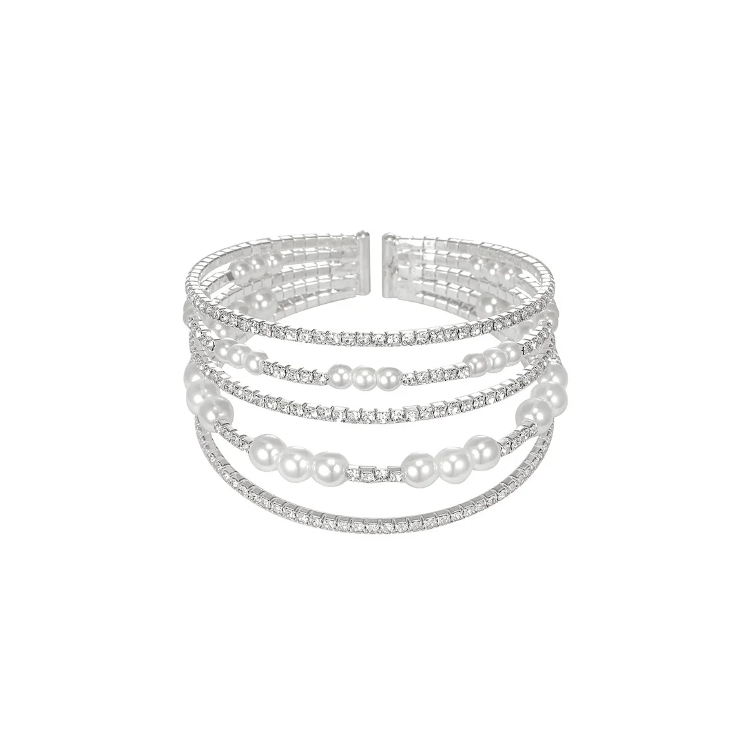 Bracelet multirang à détails effet perle et cristaux