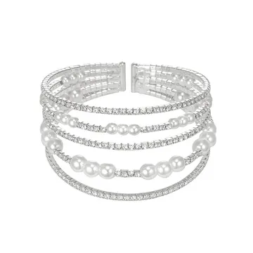 Bracelet multirang à détails effet perle et cristaux