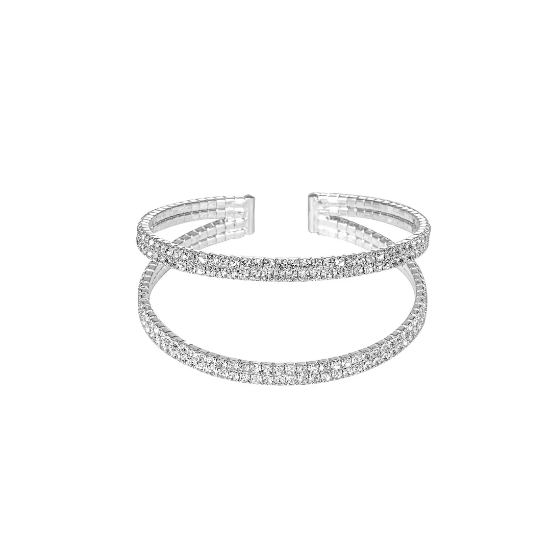 Bracelet à double courbe en cristaux