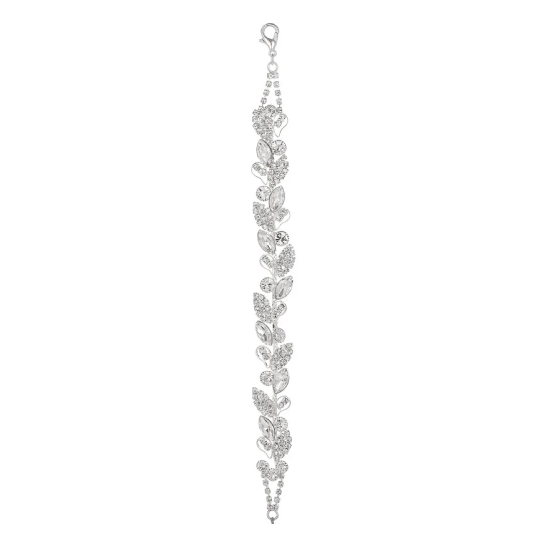 Bracelet à feuilles et fleurs en cristaux