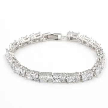 Bracelet tennis à cristaux taille émeraude