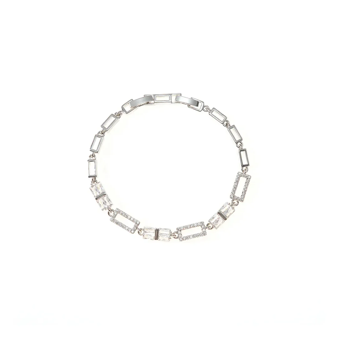 Bracelet ton argenté à maillons rectangulaires