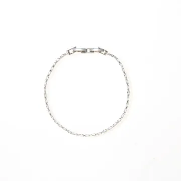 Bracelet fin ton argenté à ligne de cristaux