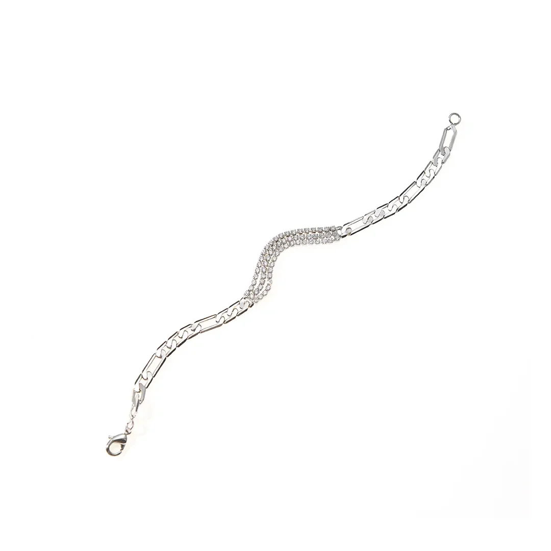 Bracelet à double vague en cristaux