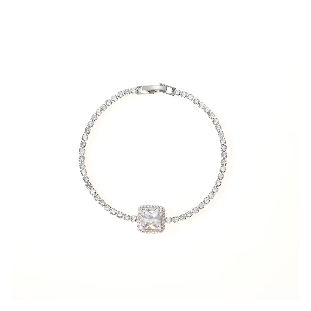 Bracelet chaîne à cristaux et centre rond