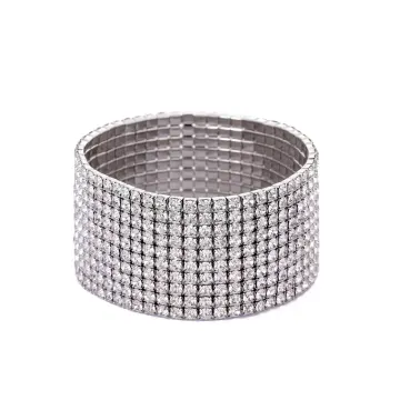 Bracelet extensible large à strass incolores