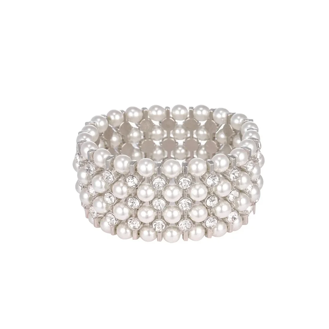 Bracelet extensible à treillis effet perle