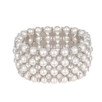 Bracelet extensible à treillis effet perle