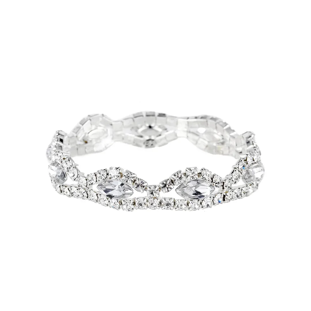 Bracelet extensible à maillons de cristaux facettés