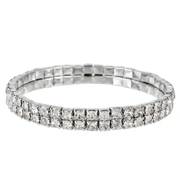 Bracelet extensible à deux rangées incolores