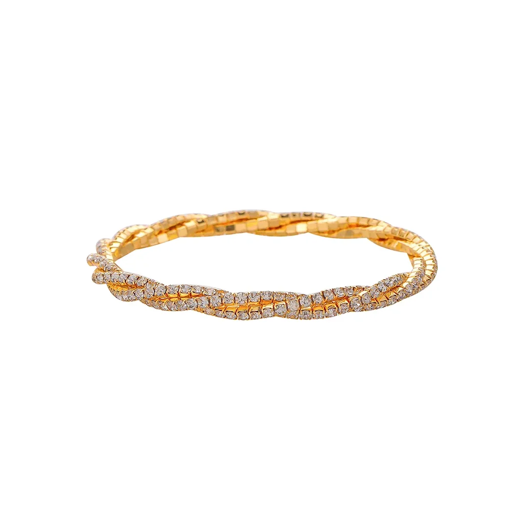Bracelet ton doré à cristaux entrelacés