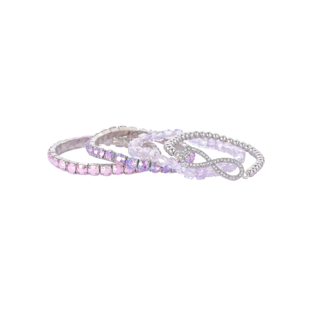 Ensemble à superposer de bracelets à cristaux lavande