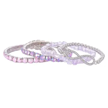 Ensemble à superposer de bracelets à cristaux lavande