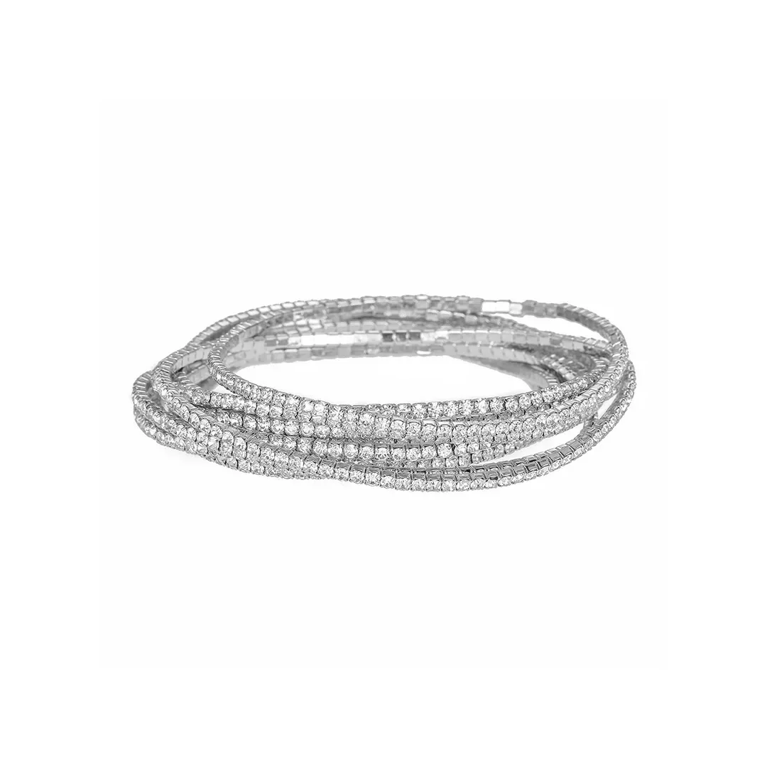 Ensemble de bracelets fins à cristaux à superposer