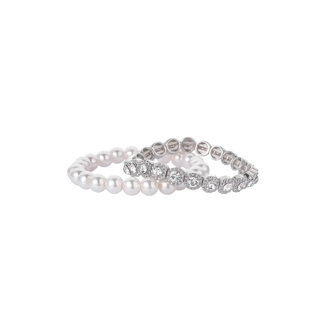 Ensemble de bracelets extensibles à détails effet perle à superposer