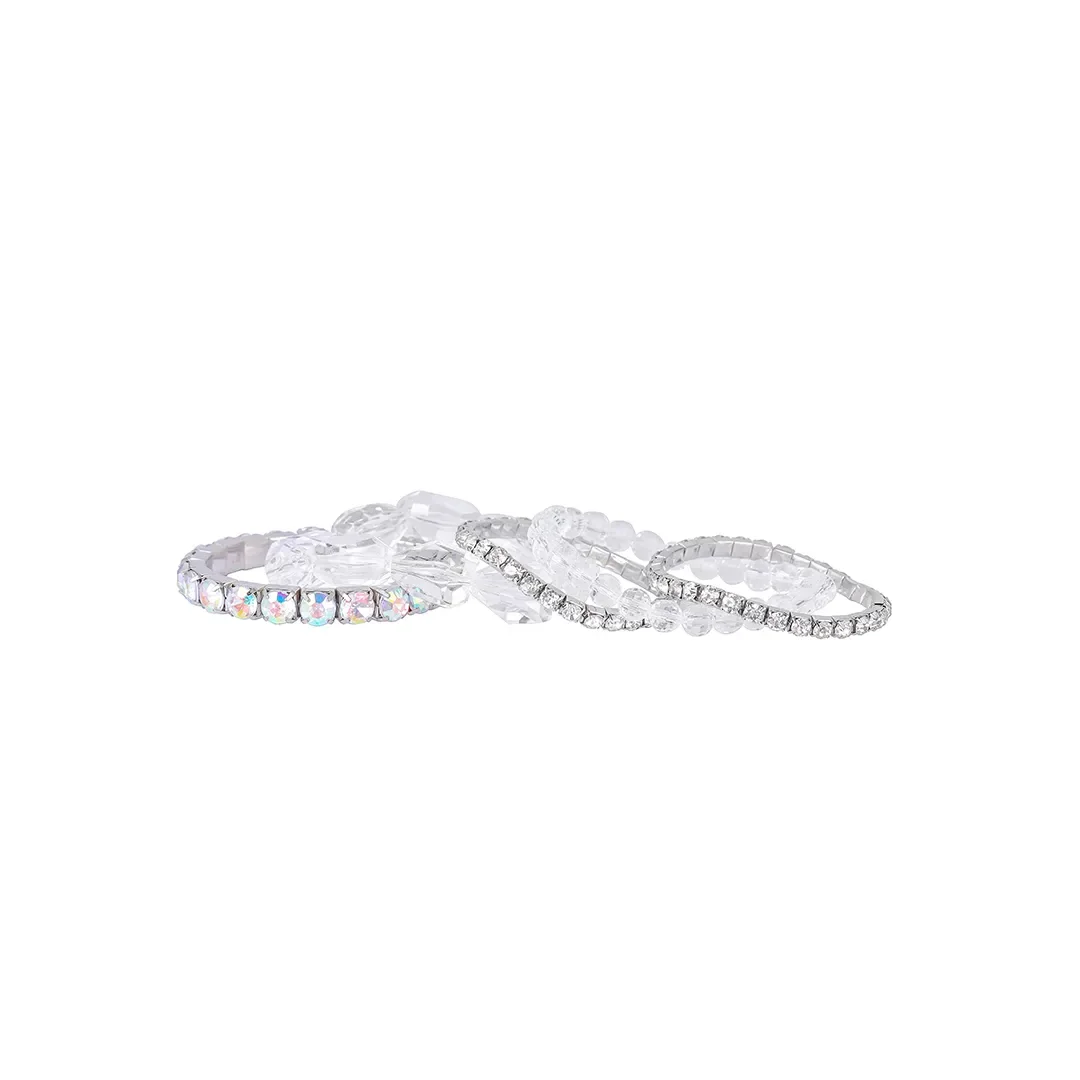 Trio de bracelets à cristaux incolores