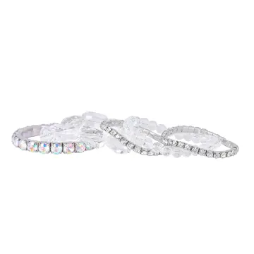 Trio de bracelets à cristaux incolores