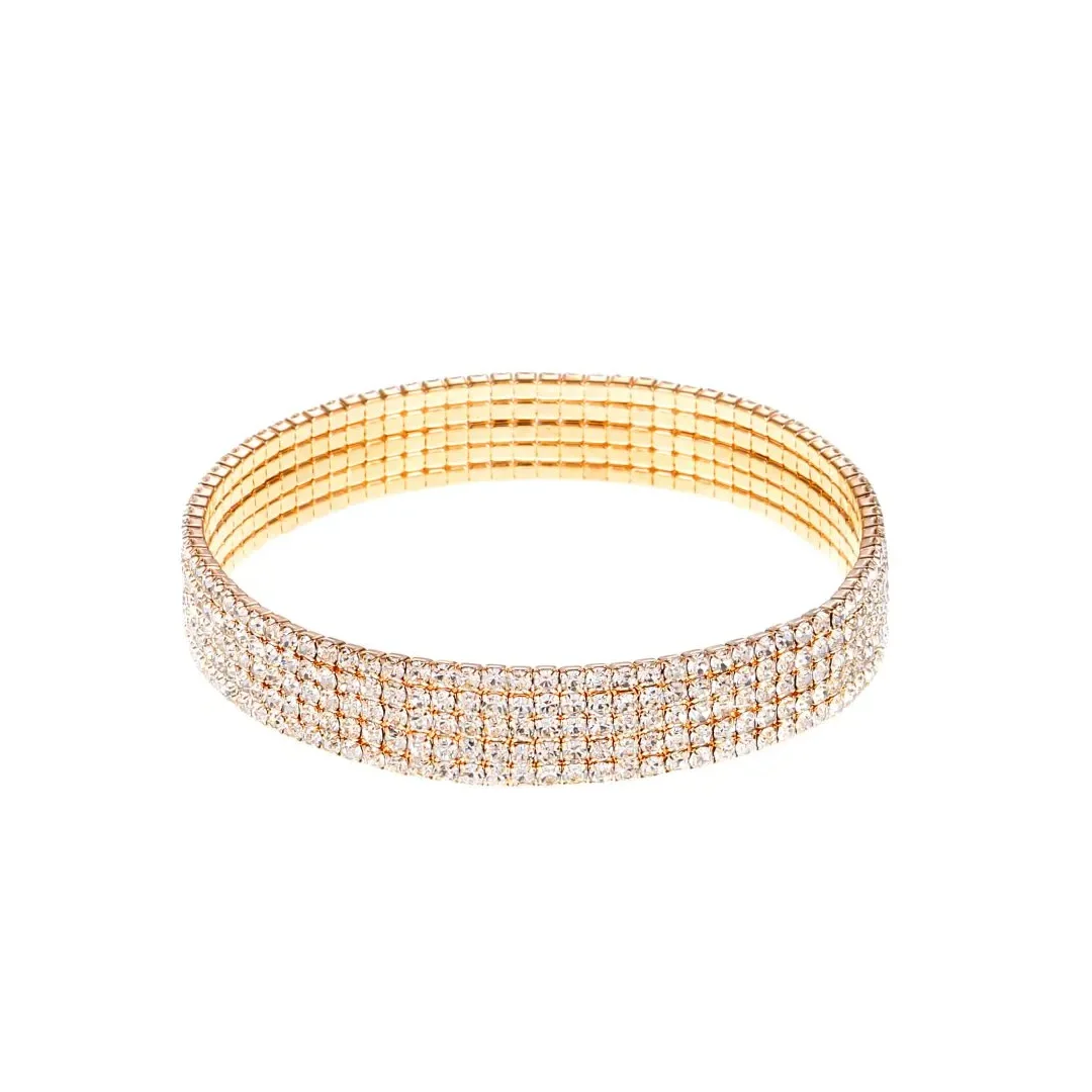 Bracelet extensible large à cristaux champagne