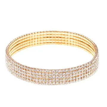 Bracelet extensible large à cristaux champagne
