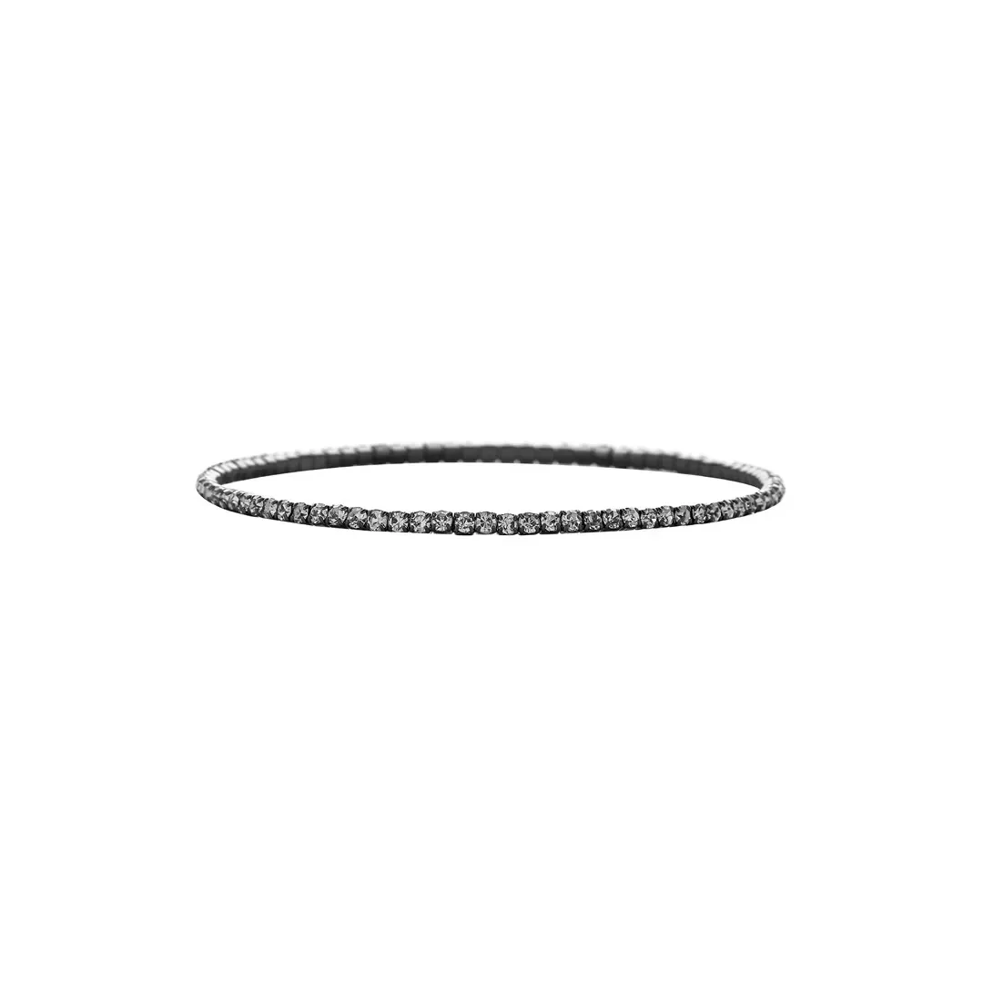 Bracelet extensible fin à cristaux noirs