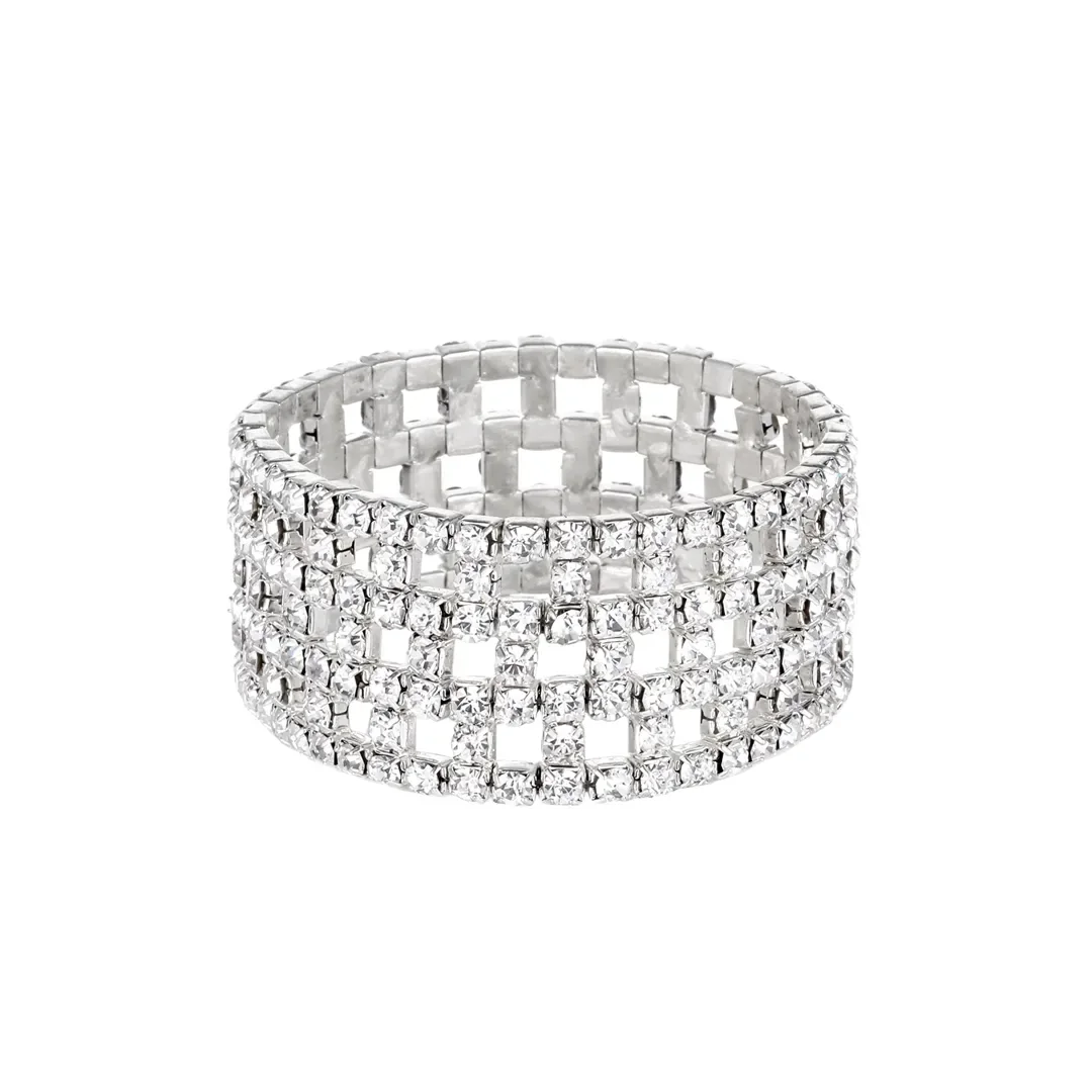Bracelet extensible ajouré à cristaux carrés
