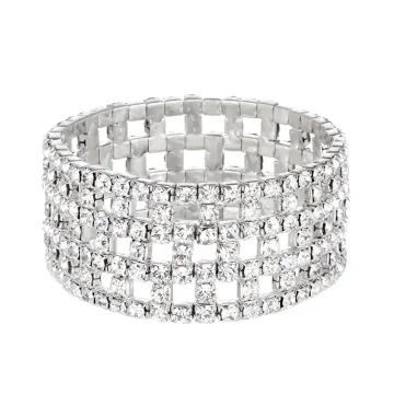 Bracelet extensible ajouré à cristaux carrés