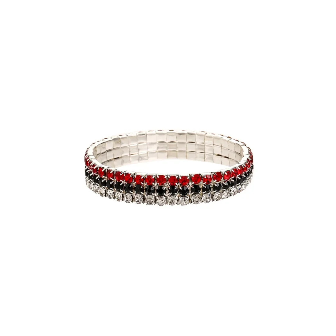 Bracelet extensible à blocs de couleur rouges et noirs