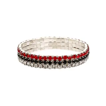 Bracelet extensible à blocs de couleur rouges et noirs