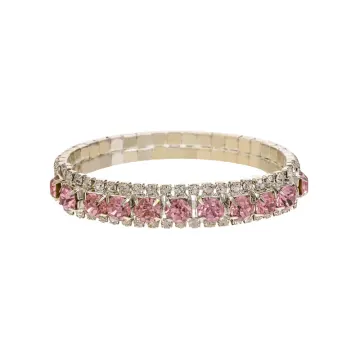 Bracelet extensible à blocs de couleur roses et incolores