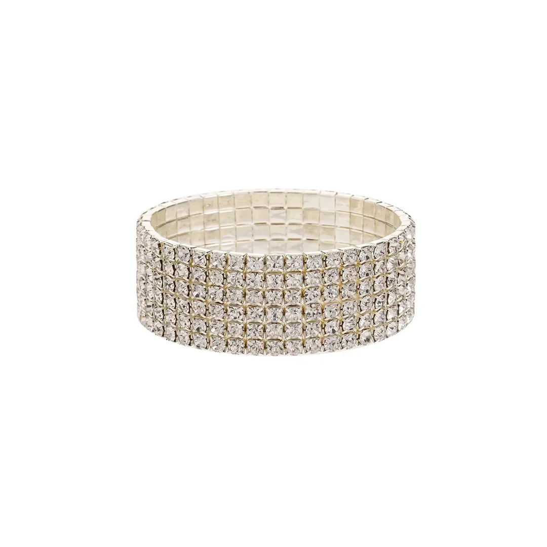 Bracelet bandeau multirang à cristaux incolores