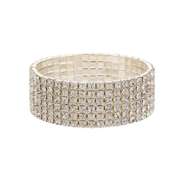 Bracelet bandeau multirang à cristaux incolores