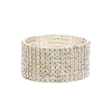 Bracelet bandeau large à cristaux incolores