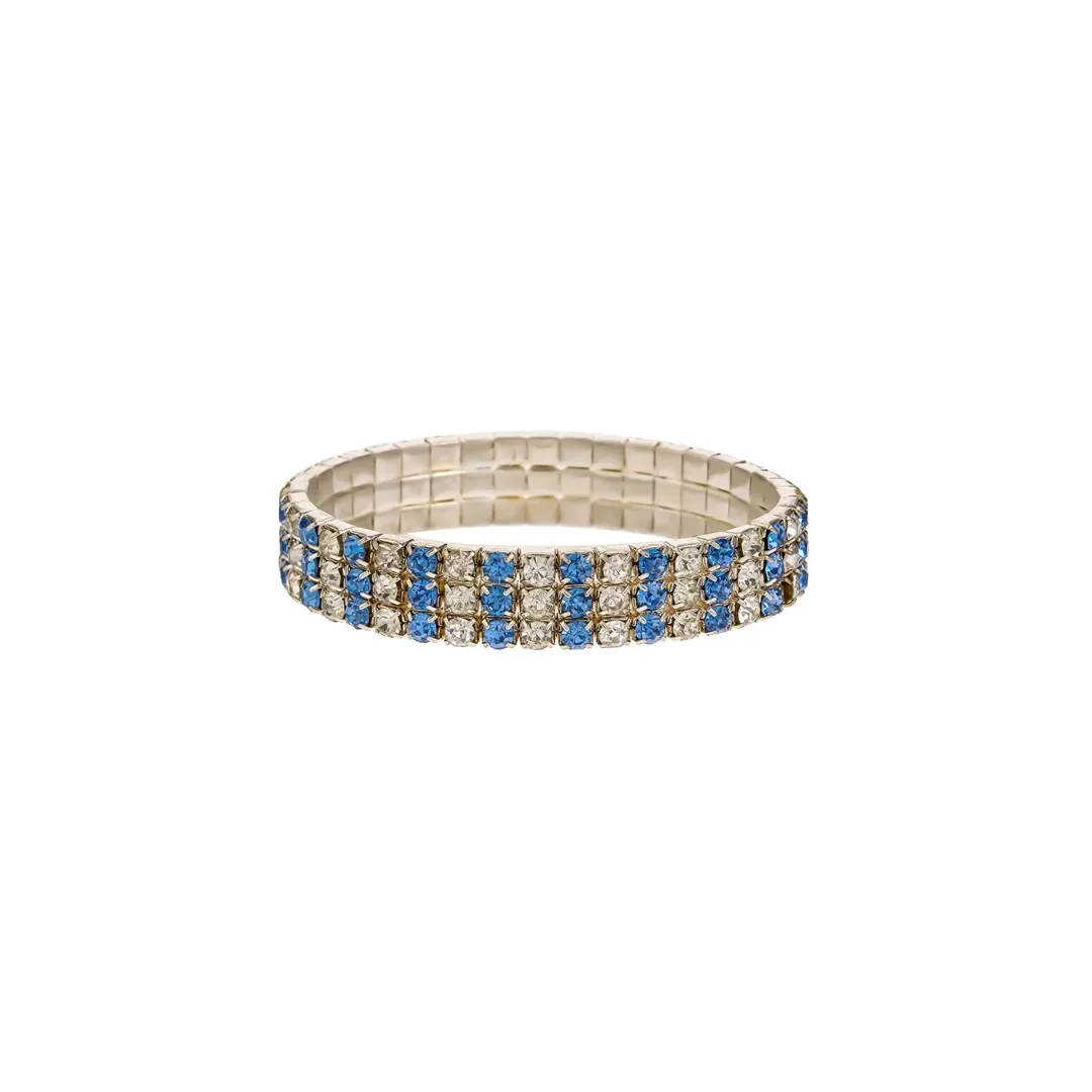 Bracelet extensible à rayures bleues et incolores