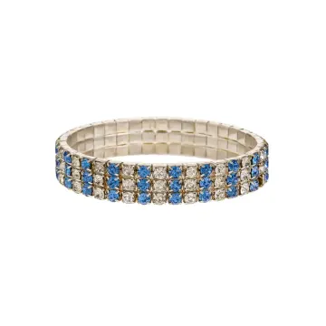 Bracelet extensible à rayures bleues et incolores