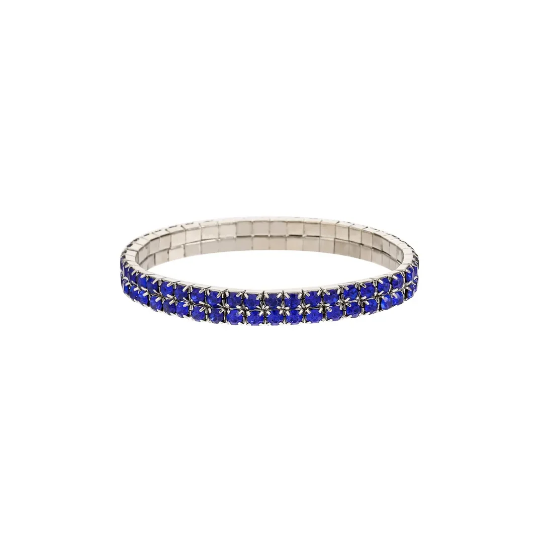 Bracelet extensible à cristaux bleu profond
